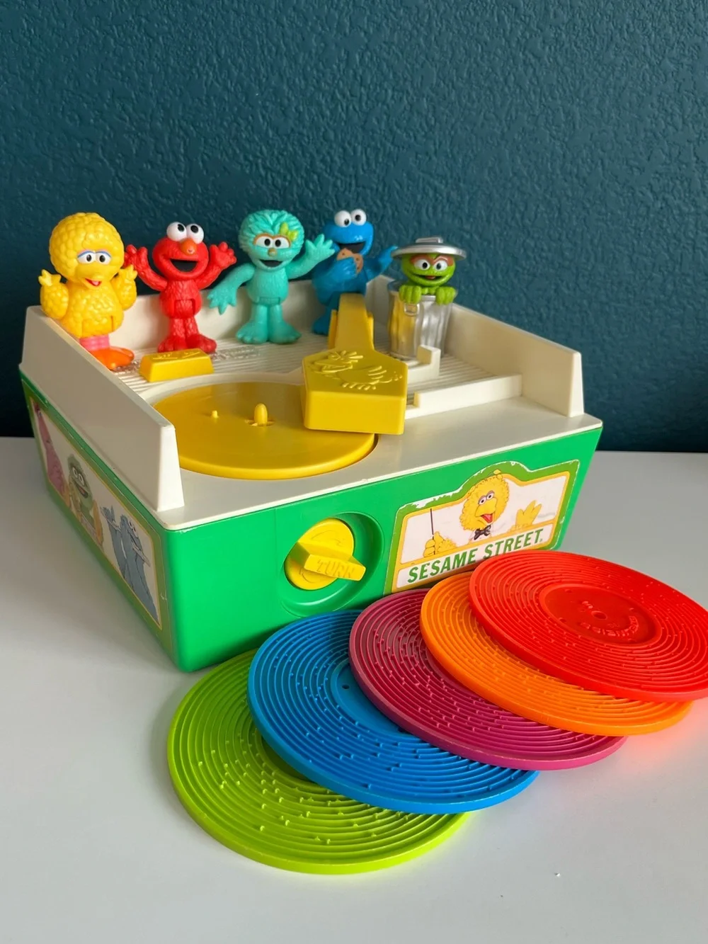 Vintage 1984 Fisher-Price Sesame Street Music Box Record Player & Toys